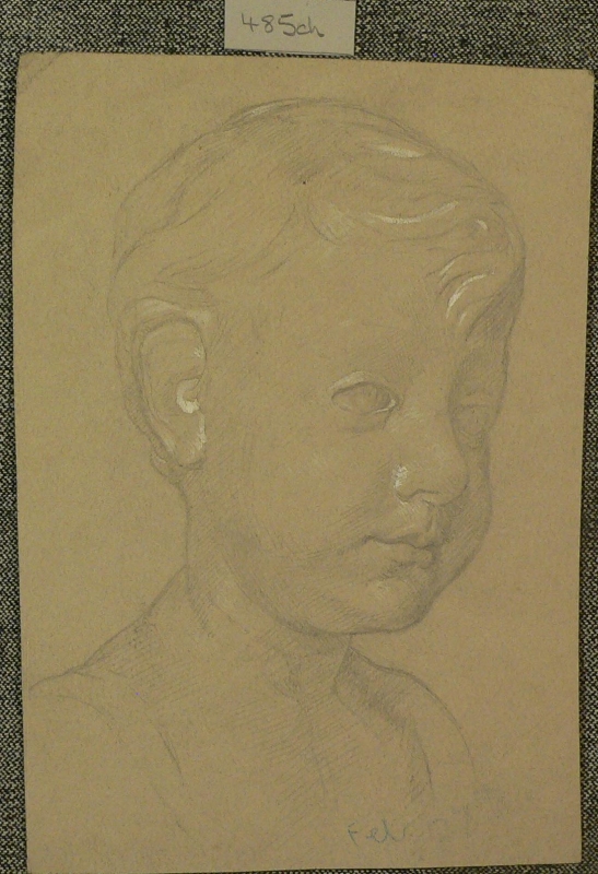 485ch . Drawing; sculpture of a child's head